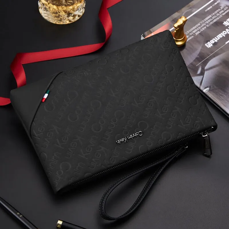 Men's Clutch Bag Handbag Brand designer luxury Leather Bag Classic Black Large Capacity Envelope Bag 2023 New Wallet  Men Pouch images - 2