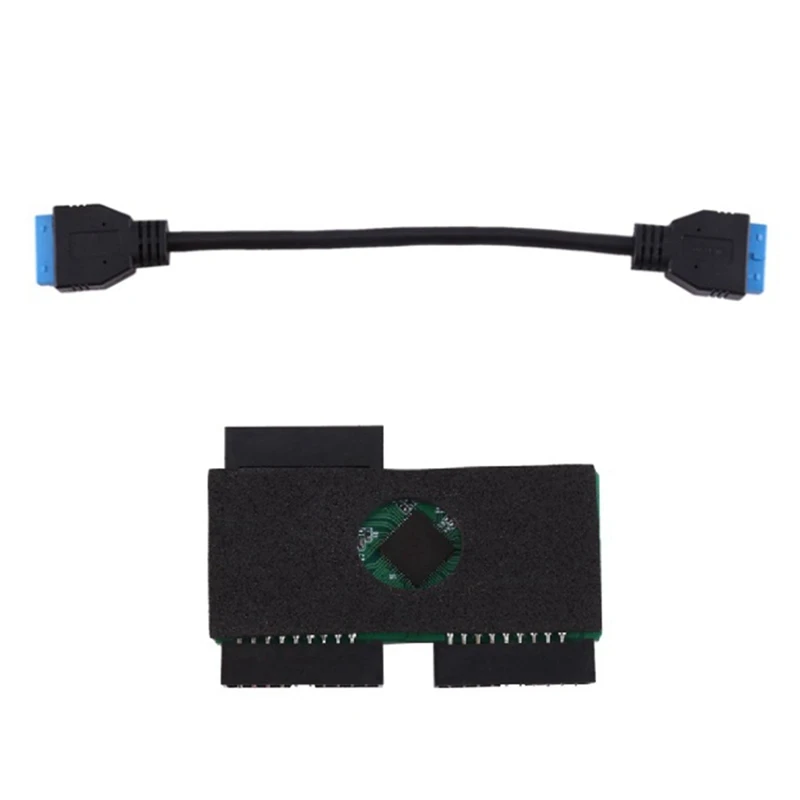 

3.0 19Pin 1 To 2 Header Extension Wire Black USB HUB With Adopting Chip And Modular Cable Line And Expansion Card