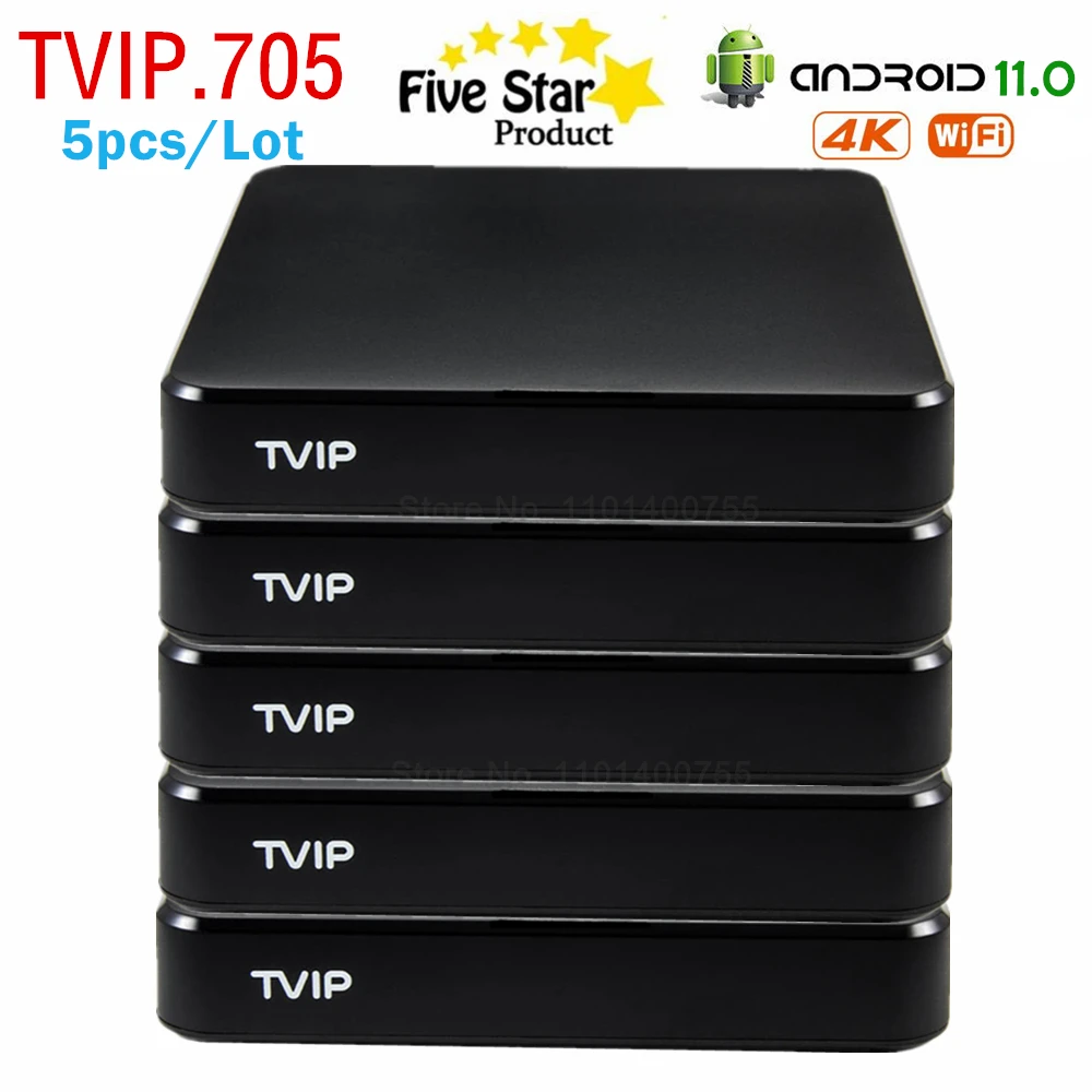 

5 шт./партия, ТВ-приставка TVIP705, Android 11, S905W2, 4 ядра