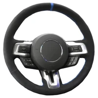diy hand sewing car steering wheel cover suede leather for ford mustang 2015 22 auto car styling