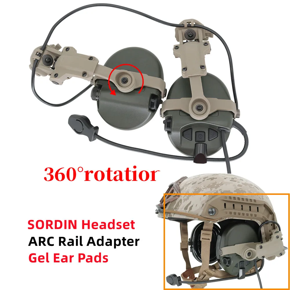 

Tactical Helmet ARC Rail Adapter MSASORDINHeadset Anti-noise Hearing Protection Headset Hunting Airsoft Sport Shooting Earmuff