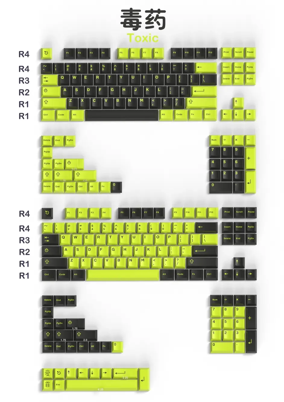 

253 клавиш GMK токсичные колпачки клавиш ABS двойной колпачок клавиатуры Cherry профиль для MX Переключатель механическая клавиатура 61/64/68/75/84/87/104