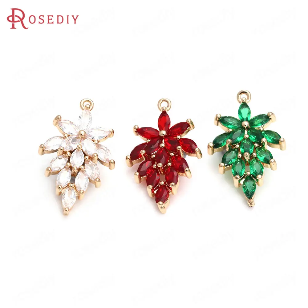 Подвески из латуни и циркония в форме листьев дерева подвески виде для украшений