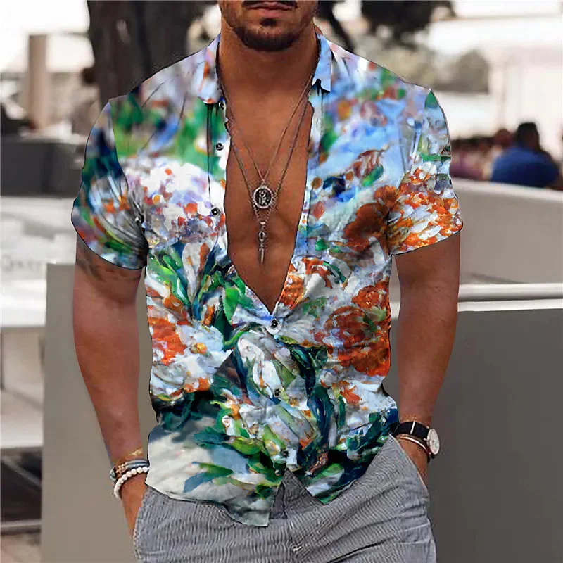 Hawaiian Shirt Man 2022 Cotton Party Beach Male Shirt Casual Fashion Short Sleeves Top Loose And Breathable  Lapel Men's Shirts