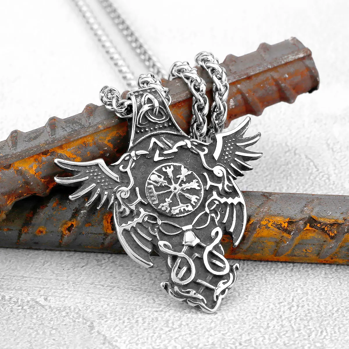 

Popular Egyptian Mythology Pharaoh Totem Stainless Steel Necklace Nordic Retro Men's Amulet Jewelry Pendant Punk Accessories