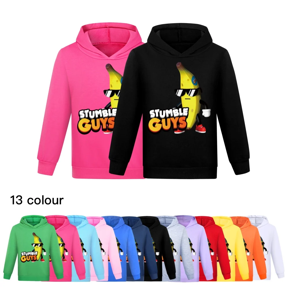 

Kids Anime Stumble Guys Hooded Sweatshirts Long Sleeve Pullover Boys Girls Cartoon Game Print Hoodies Stumble Guys Children Tops