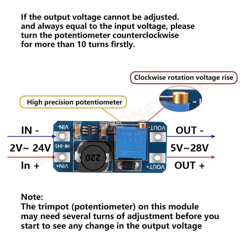 20Pcs MT3608 DC-DC Boost Converter 2A Adjustable Step Up Module Voltage Regulator Board 2V-24V to 5V-28V for Arduino images - 6