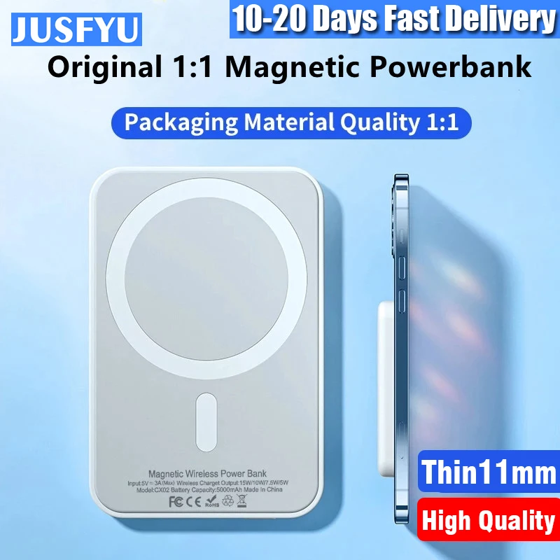 

Magnetic Wireless Power Bank 1:1 For iPhone 13 12 14 Pro Max Mini Macsafe Powerbank External Auxiliary Portable Battery Pack