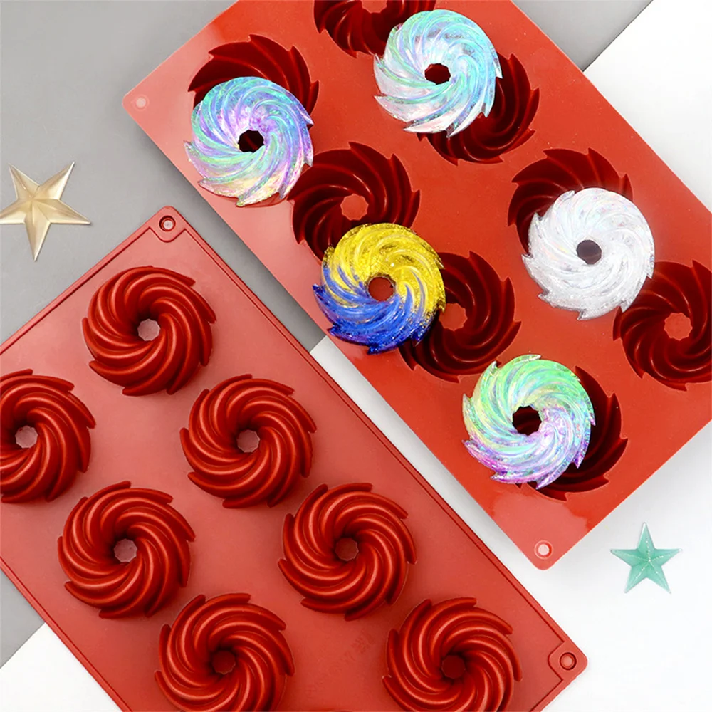 

8 Holes Muffin Cake Fondant Mold DIY Chocolate Cupcake Cookie Biscuits Pudding Pastry Baking Tool 3D Donut Spiral Silicone Mold