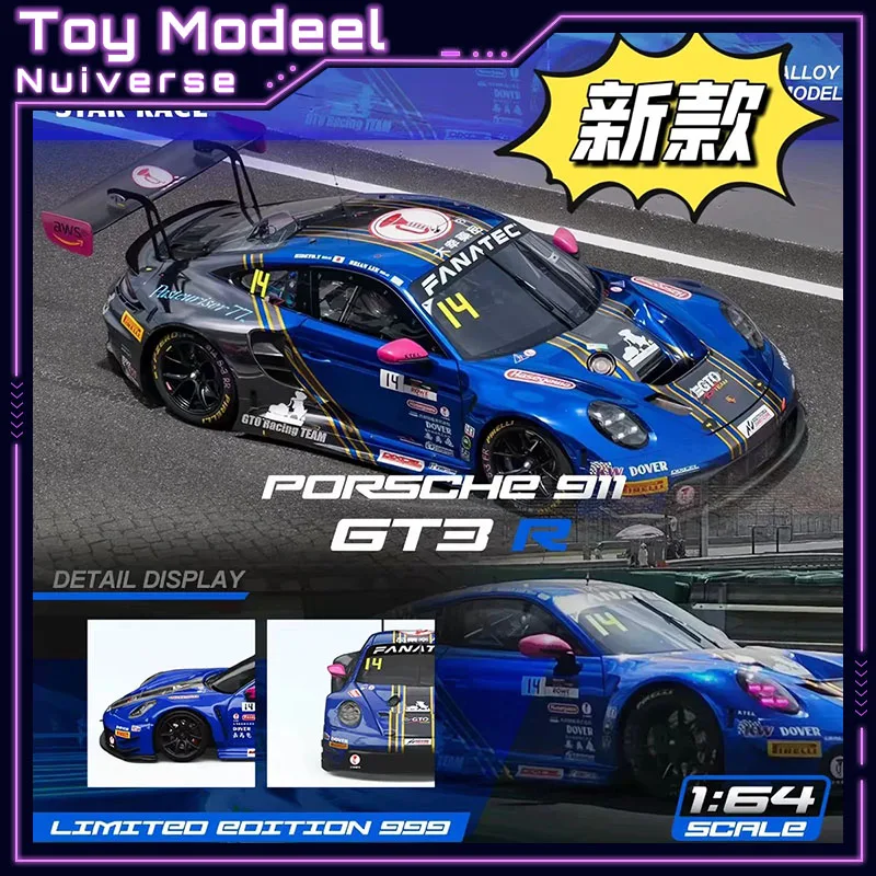 Фото Star Race SR 1:64 Porsche 911 GT3 темно-синий # 14 литых моделей автомобилей, статическая коллекция, украшение для рабочего стола, идеальный подарок для мальчиков №1
