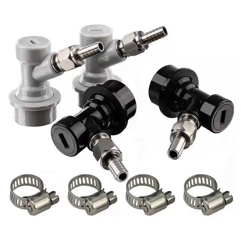 

4PCS Threaded Ball Lock Barrel Fittings With Hose Clamps, Plastic Connectors With Adapter Clamps, Reusable Packaging
