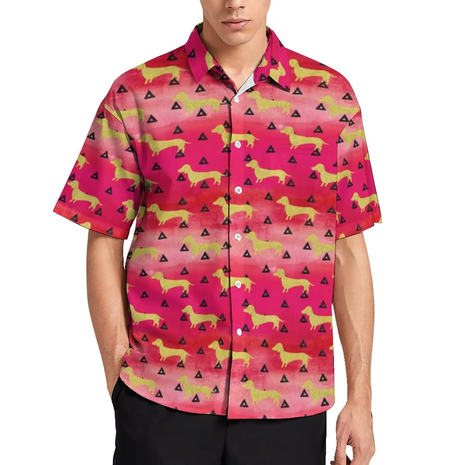 

Мужская пляжная рубашка с треугольным узором, с коротким рукавом