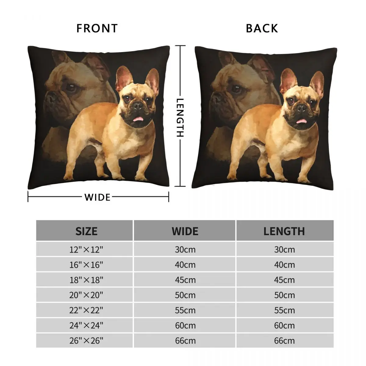 Puppy Art Pillowcase French Bulldog Backpack Cushion For Bedroom DIY Printed Office Hug Decorative |