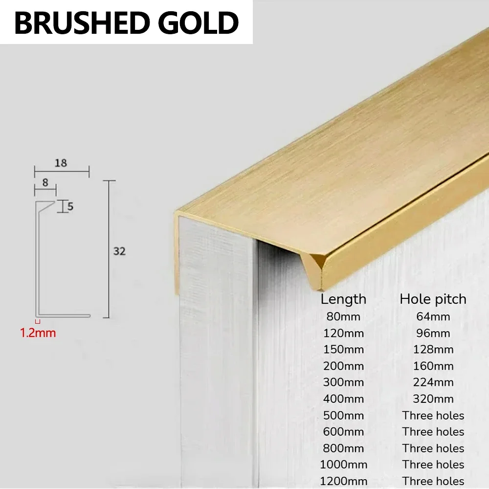 

Дверные ручки шкафа из алюминиевого сплава, скрытые ручки для кухонных шкафов, комода, ящика и шкафа, мебельные ручки, фурнитура