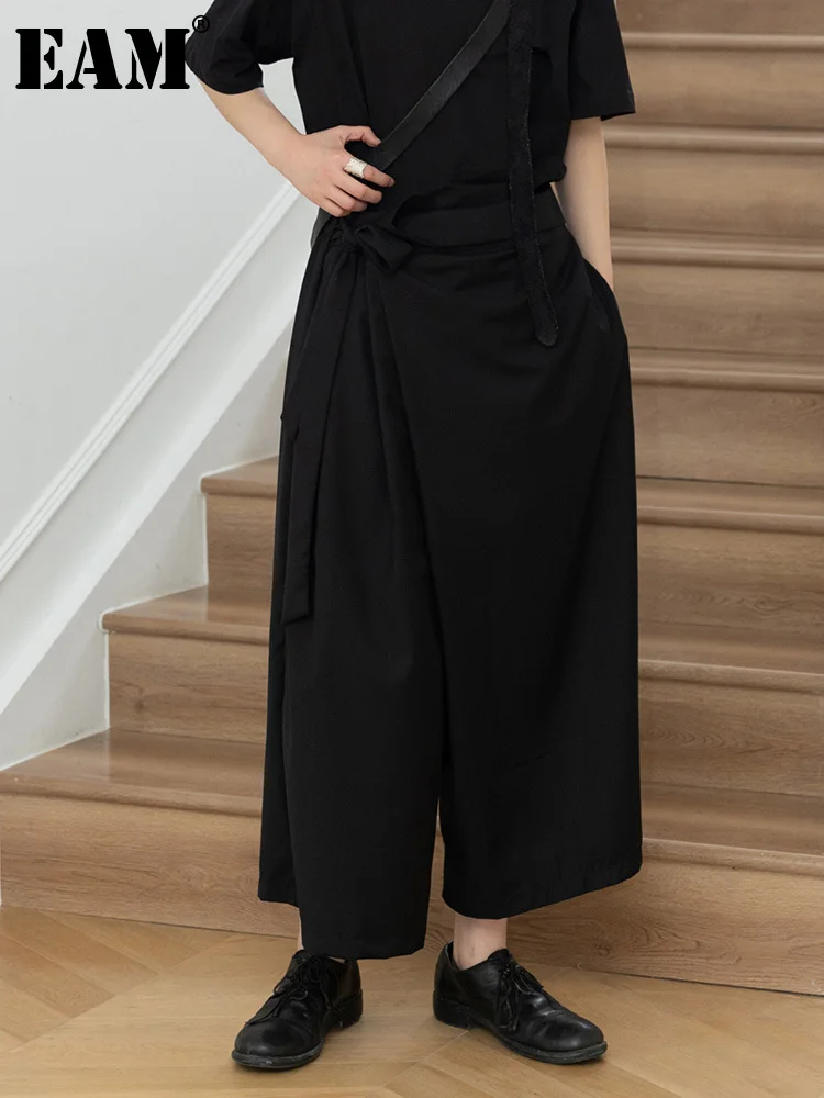 

[EAM] Асимметричные широкие брюки с высокой эластичной резинкой на талии, новые свободные брюки для женщин, модные весенне-осенние 2023 1DF3966