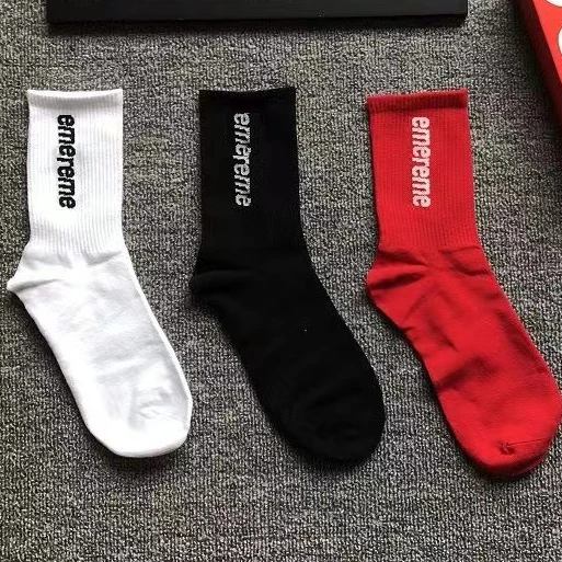 3 Pairs/Lot Mens Letter Solid Color Cotton Tube Socks Set Ins Tide Street Wear All-Match Sports Long Socks without Box