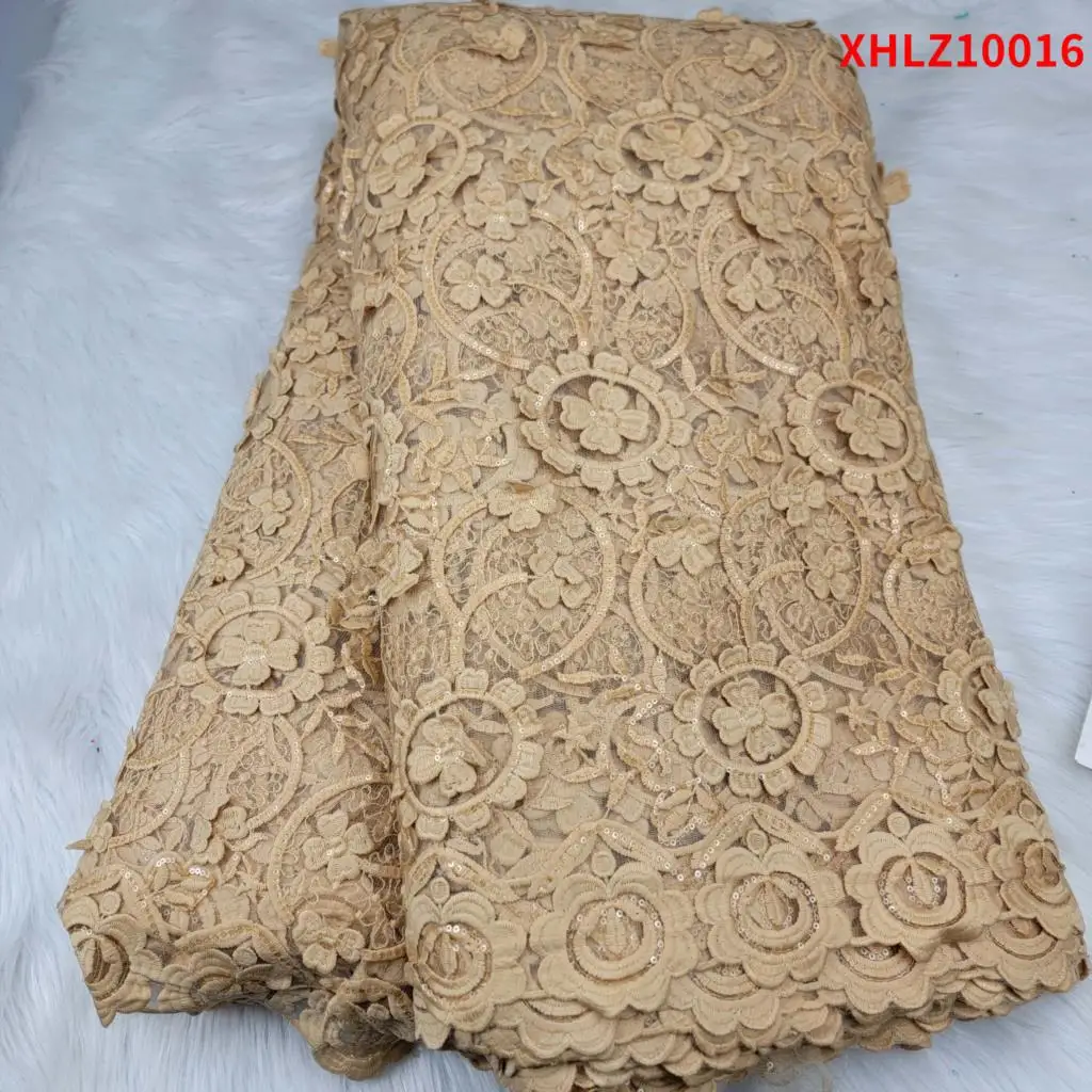 

African Apparel High needle mesh Sequin ​Bridal Wedding dress fabric High Quality ​​Nigerian Tulle Net Lace Cloth XHLZ10016 c