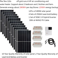 solar panel kit complete 5000w 220v 110v battery pv panel 400w ups hybrid inverter mppt off grid system 4hp heater villa farm