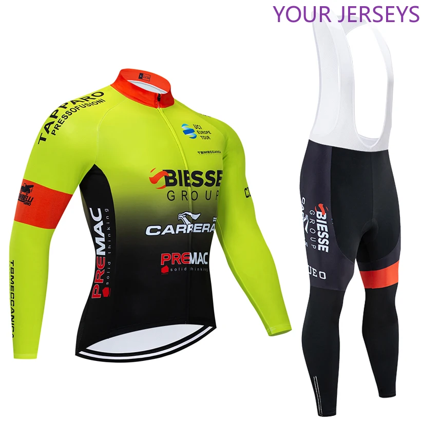

Winter 2022 BIESSE TEAM Long Sleeves Cycling JERSEY Bike Pants Set Mens Ropa Ciclismo Thermal Fleece Bicycling Maillot Culotte