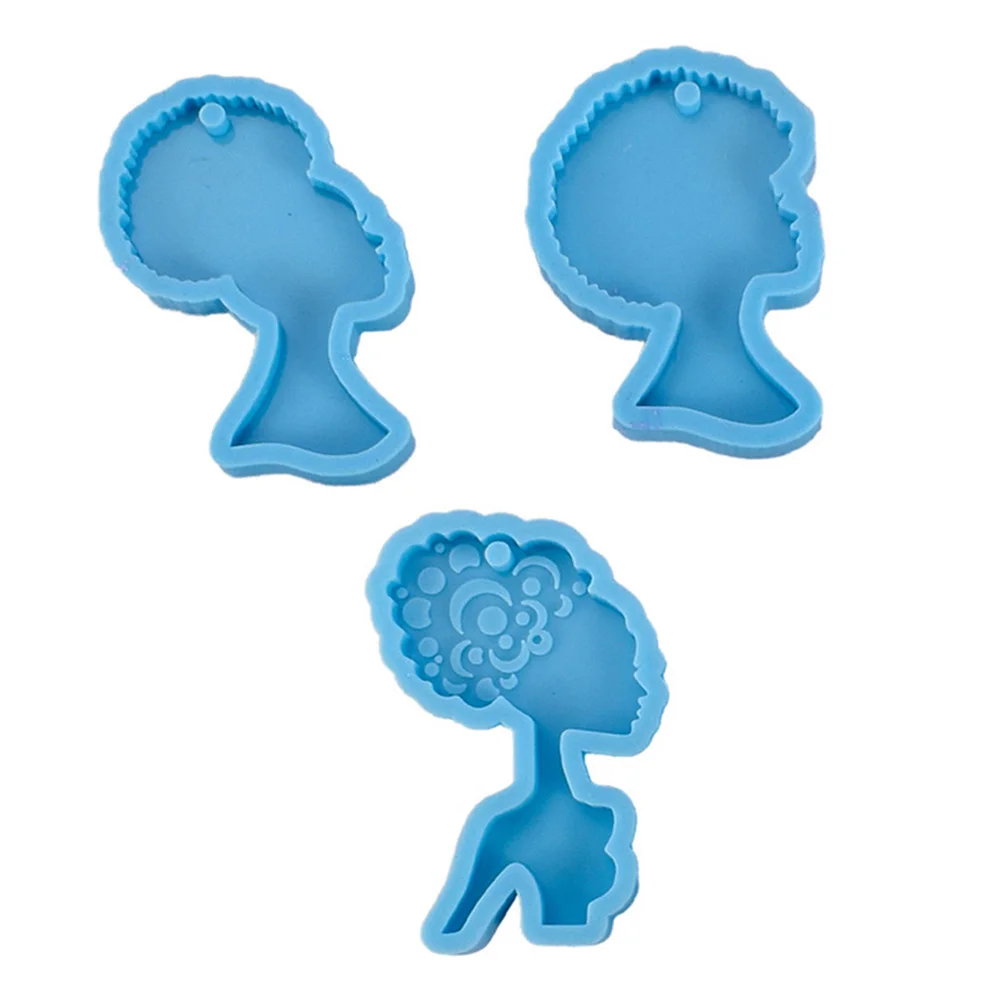 

Afro Head Stencil Jewelry Making Mold DIY Pendant Molds Tools Silicone Keychain Female Keyring