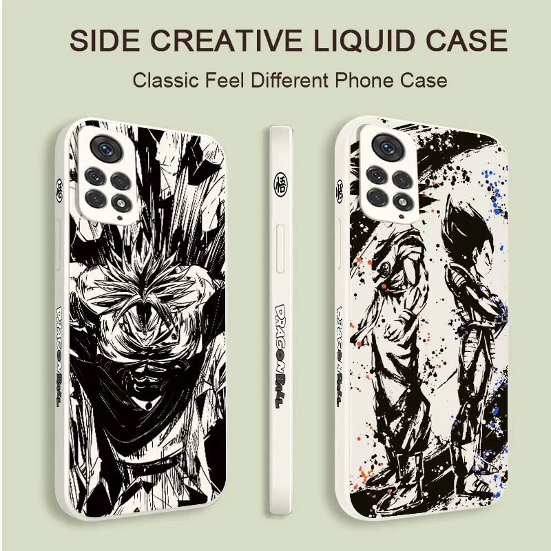 

Phone Case for Redmi Note 12 11 10 Pro 9S 9 8 7 8T Redmi 10C 9A 9C K40 Original Liquid Silicone Soft Cover DBZ Goku Broly Vegeta