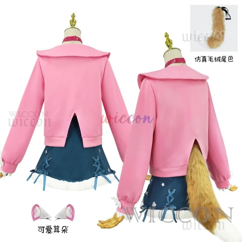 Fuwawa Mococo Abyssgard Fuwamococo Косплей Костюм Повседневное Платье Хвост Парик Holo Vtuber EN Новый