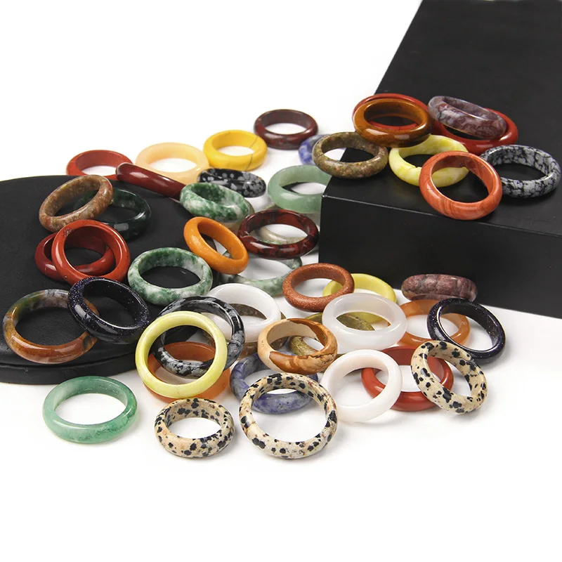 Кольцо с натуральным камнем 10 шт./компл. кольцо песочным опалом кварцами на палец