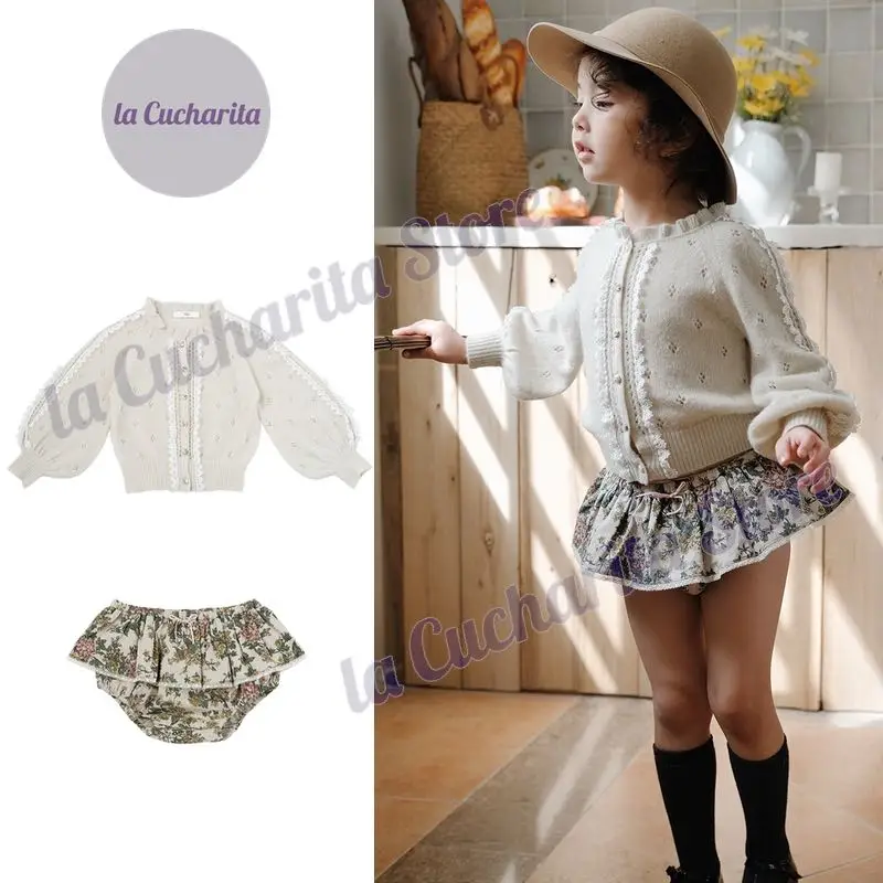 Осенний вязаный кардиган для девочек 100% свитер из альпаки милый весенний Детский