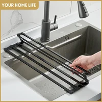 Roll up Dish Drying Rack Over The Sink Kitchen Portable Aluminum Dish Rack  Foldable Dish Drying Rack Does not rust  New Design