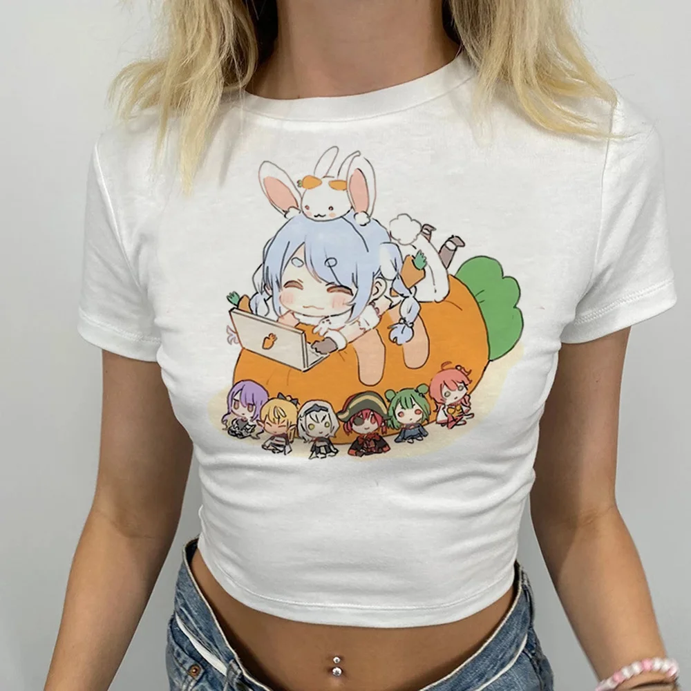 

hololive t shirt fairycore graphic aesthetic crop top Female hippie kawai 2000s trashy crop top t-shirts