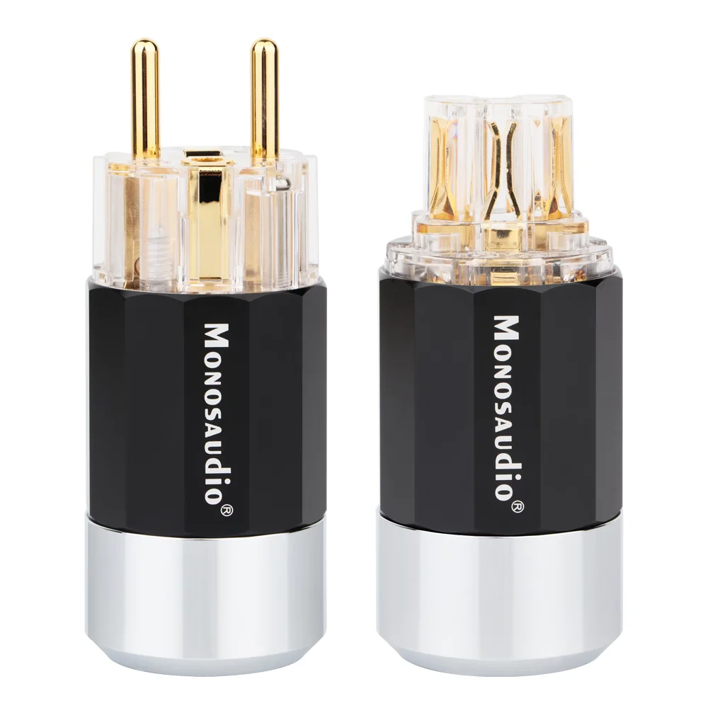 

Monosaudio E109/F109 99.998% Pure Copper 24K Gold/Rhodium Plated Schuko EU/US Power Plug European Male IEC Female Connector Plug