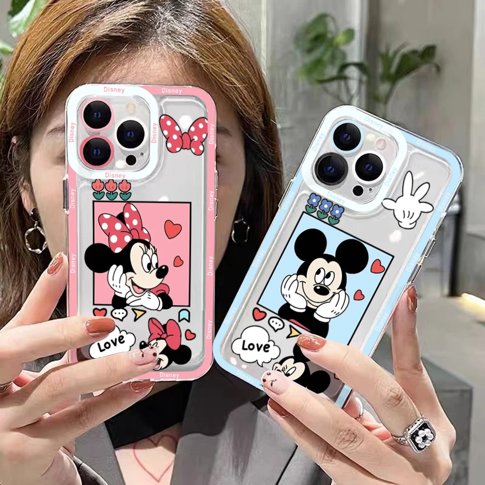 

Disney Mickey Minnie Princess Phone Case for IPhone 14 13 12 Mini 11 Pro Max X XR XS 7 8 SE Plus Soft Silicone Transparent Cover