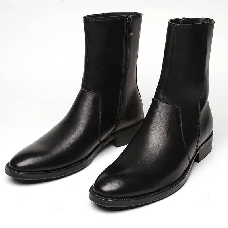 

Luxury Brand Men's Boots Genuine Leather 2022 Winter Warm Black Chelsea Boots for Male New Style Comfortable Quality Work Shoes