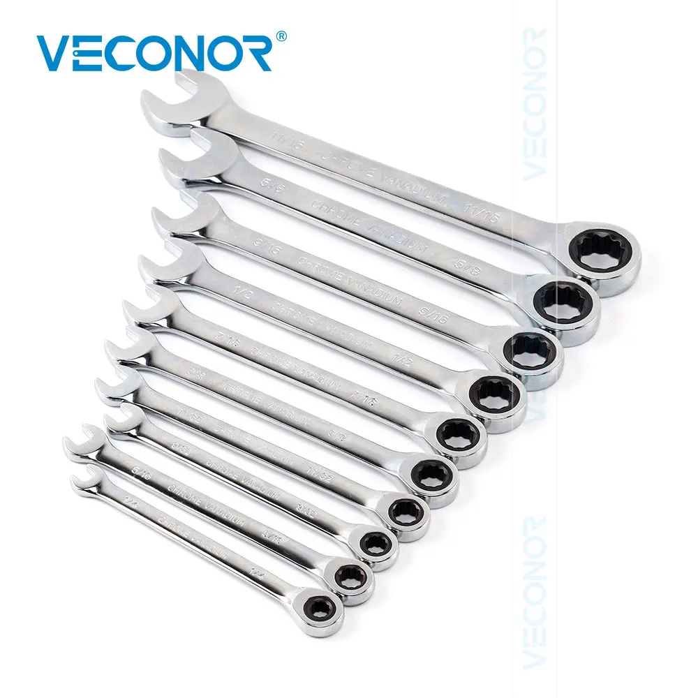 Гаечный ключ с храповым механизмом 1/4-11/16 дюйма, набор ключей, гаечный ключ с высоким крутящим моментом, 72 зубца, имперский Размер, зеркальная поверхность, полировка