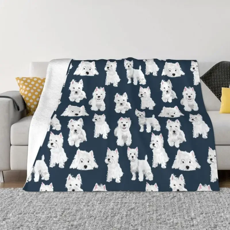 

Одеяло для собак West Highland Wett terrier, удобное мягкое Фланелевое осеннее милое одеяло для щенков Westie, домашнее покрывало для дивана