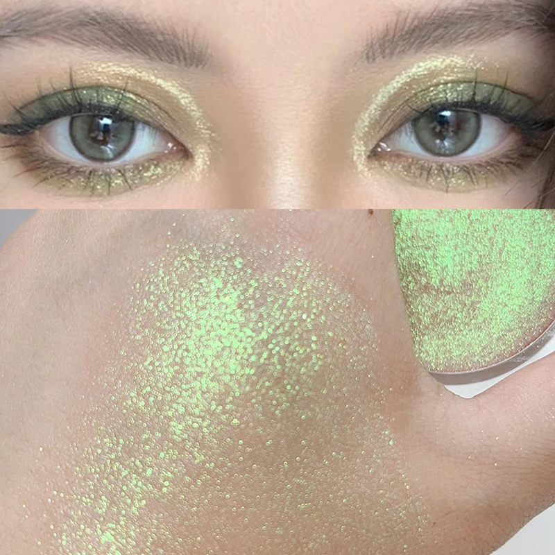 Зеленые фиолетовые блестящие тени для век Палитра мерцающие жемчужные разбитые