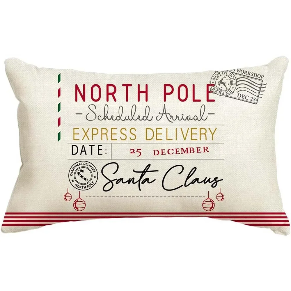 Рождественский простой льняной чехол для подушки домашний диван декор спальни с