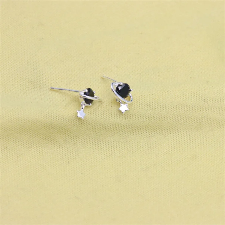 

ZFSILVER Lovely Fashion Sterling s925 Silver Dangle Planet Star Saturn Earrings For Women Charm Accessories Wedding Jewelry Gift