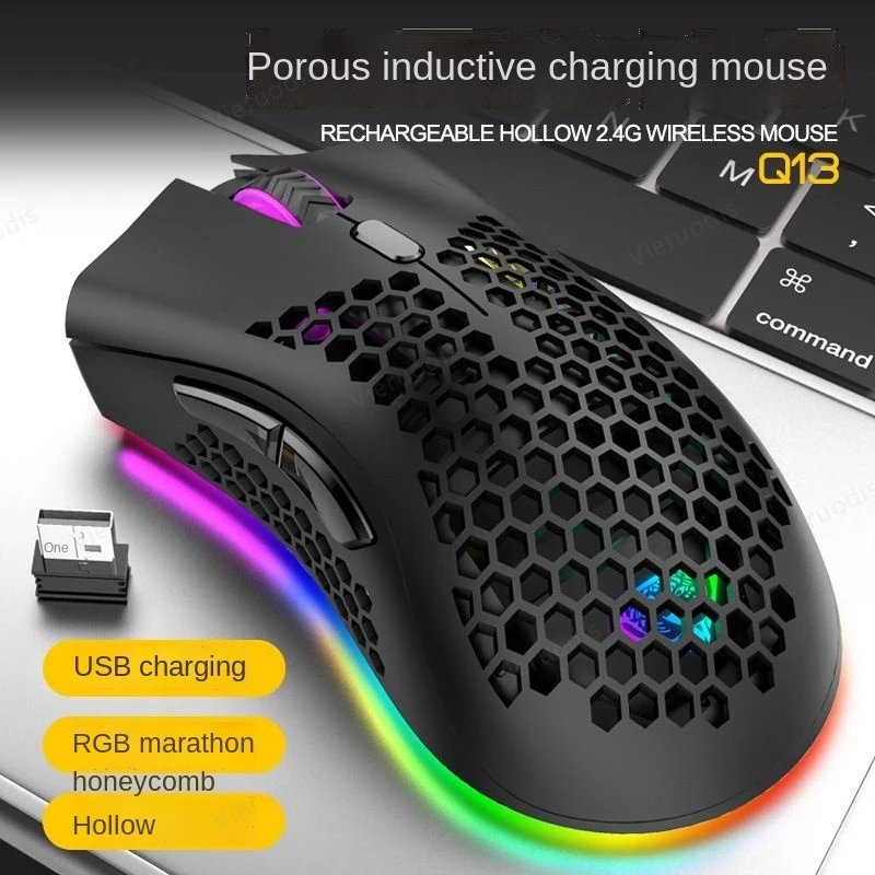 

RGB Office Game Mouse Wireless Charging Mouse Lightweight Hollow Computer Accessorie Mouse With Hole Luminous Computer