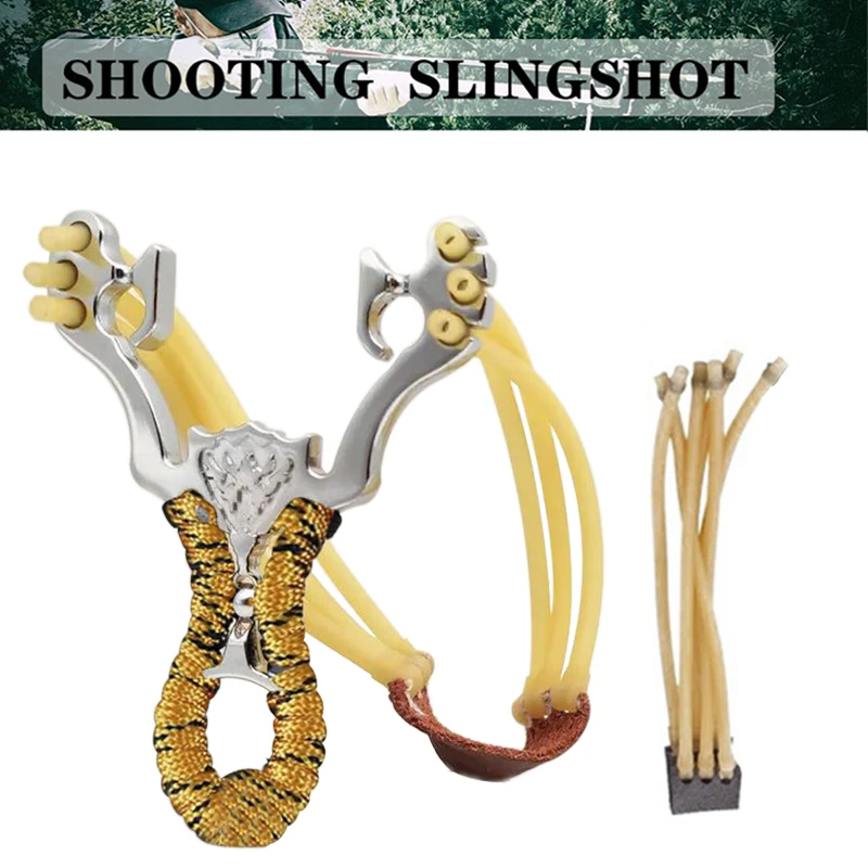 

Outdoor Hunting Shooting Powerful Wolverine Slingshot Three Card Rubber Band Metal Slingshot Adult Shooting Camping Equipment