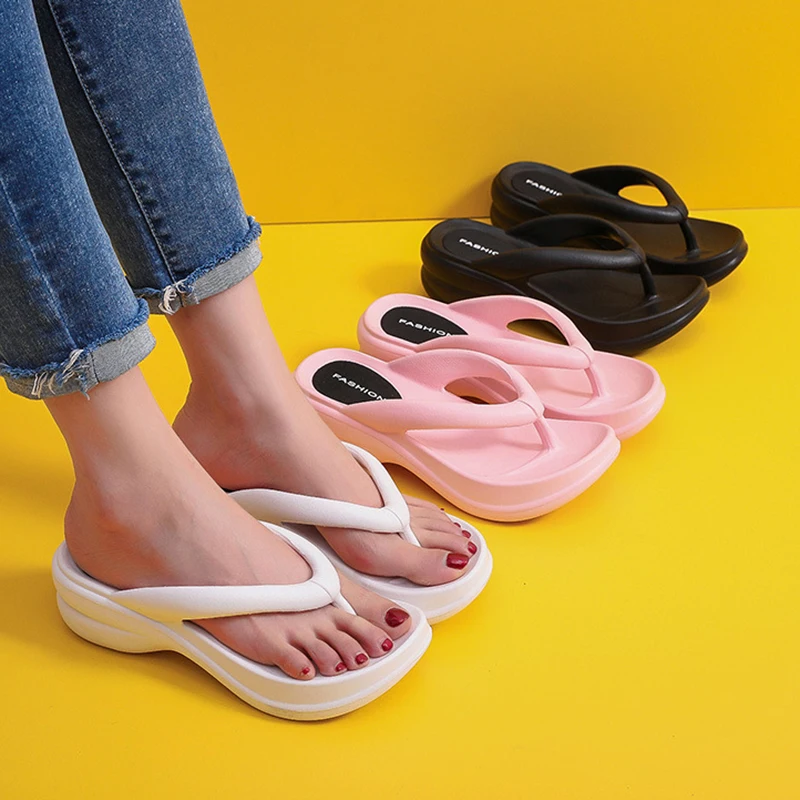

Summer White Wedge Summer Flip Flops for Women 2022 Chunky Platform Clip Toe Sandals Shoes Woman Beach Casual Outdoor Slippers