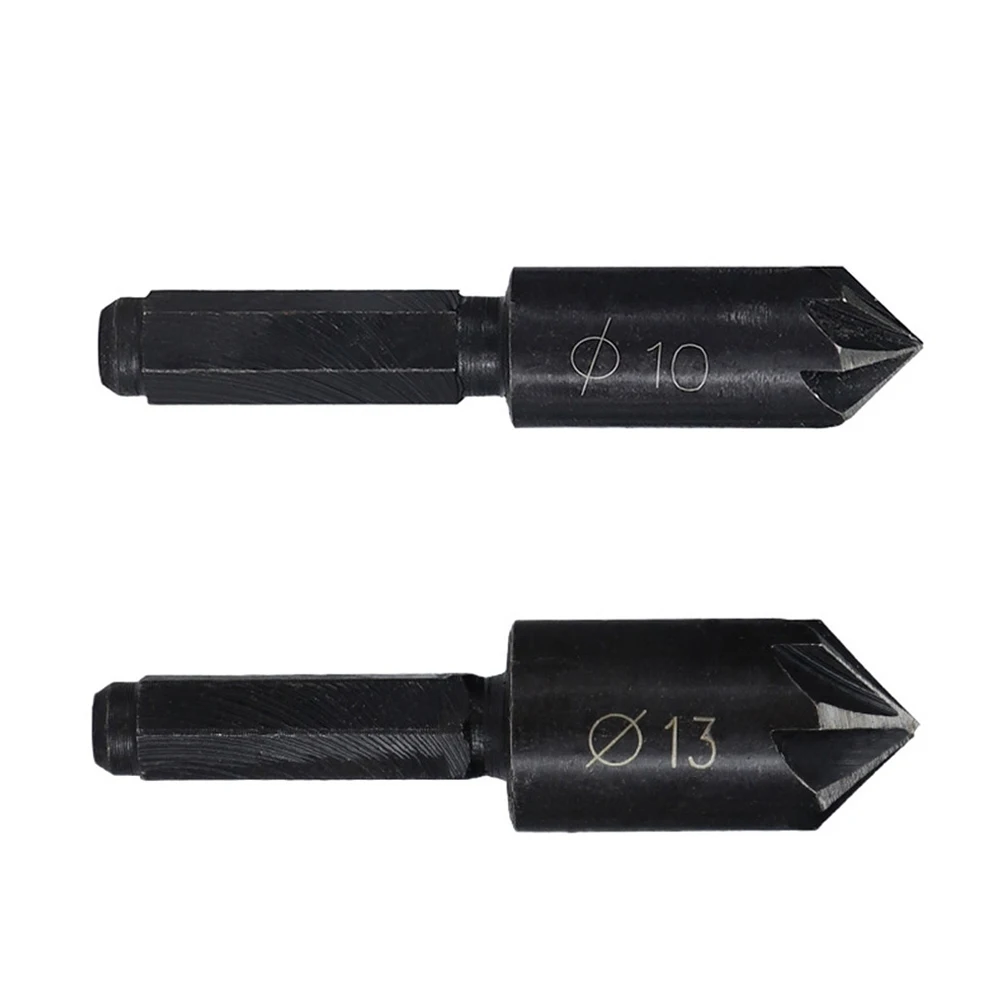

Tools Chamfer Drill Seven Blades 2Pcs 50mm Black Carbon Steel Chamfer Bit