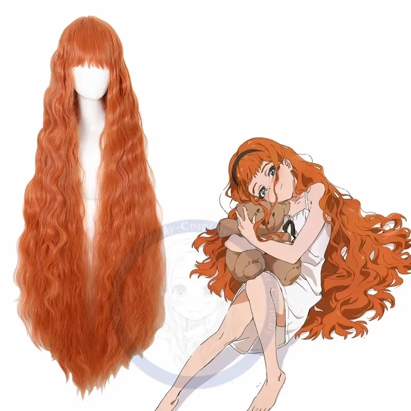 Парик для косплея чудо-яйцо волнистые волосы оранжевого цвета 120 см