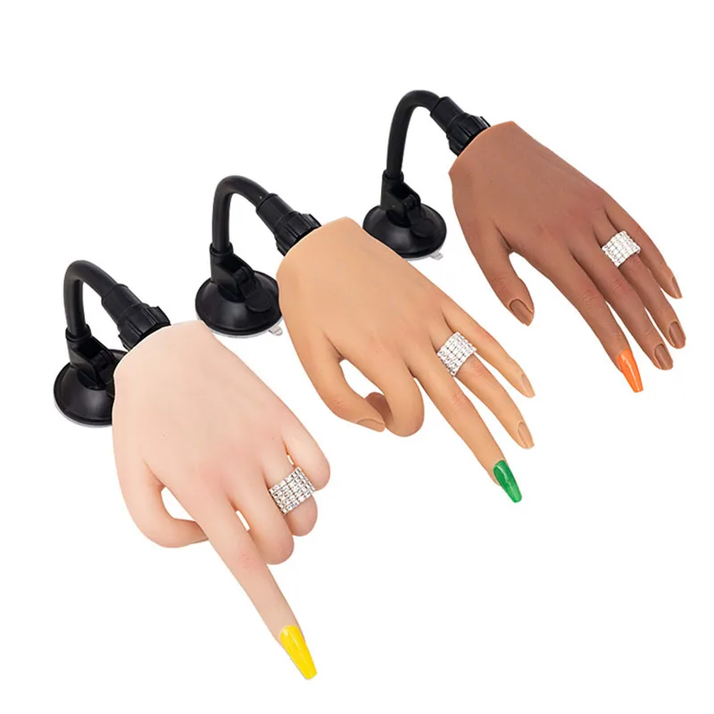 pair Practice Hand For Manicure Nail Hand Training Model Flexible Movable Prosthetic Soft Fake Nail Printer Manicure Nails Tool