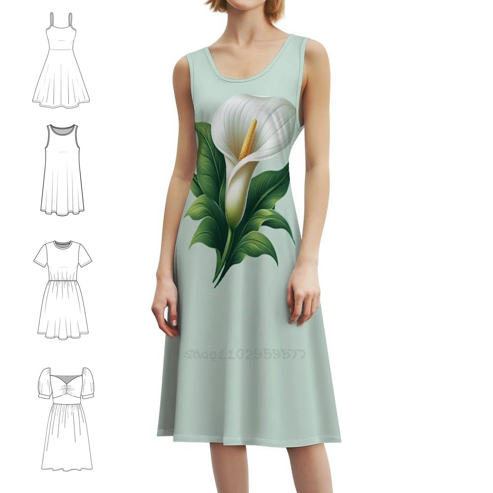 Фото Мини-платье Calla Lily в консервативном стиле для женщин, свободное повседневное повседневное платье трапециевидной формы, женская одежда Calla Lily №1