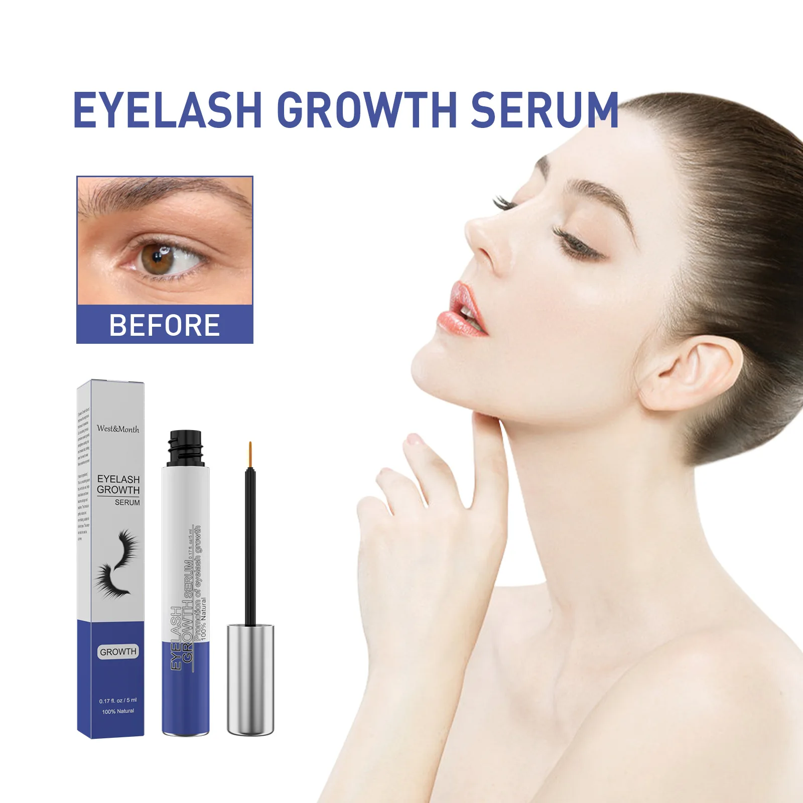 Natural Eyelash Growth Serum Longer Fuller Eyelash Enhancer Eyebrow Lashes Lifting Treatment Essence Hair Nourishing Products