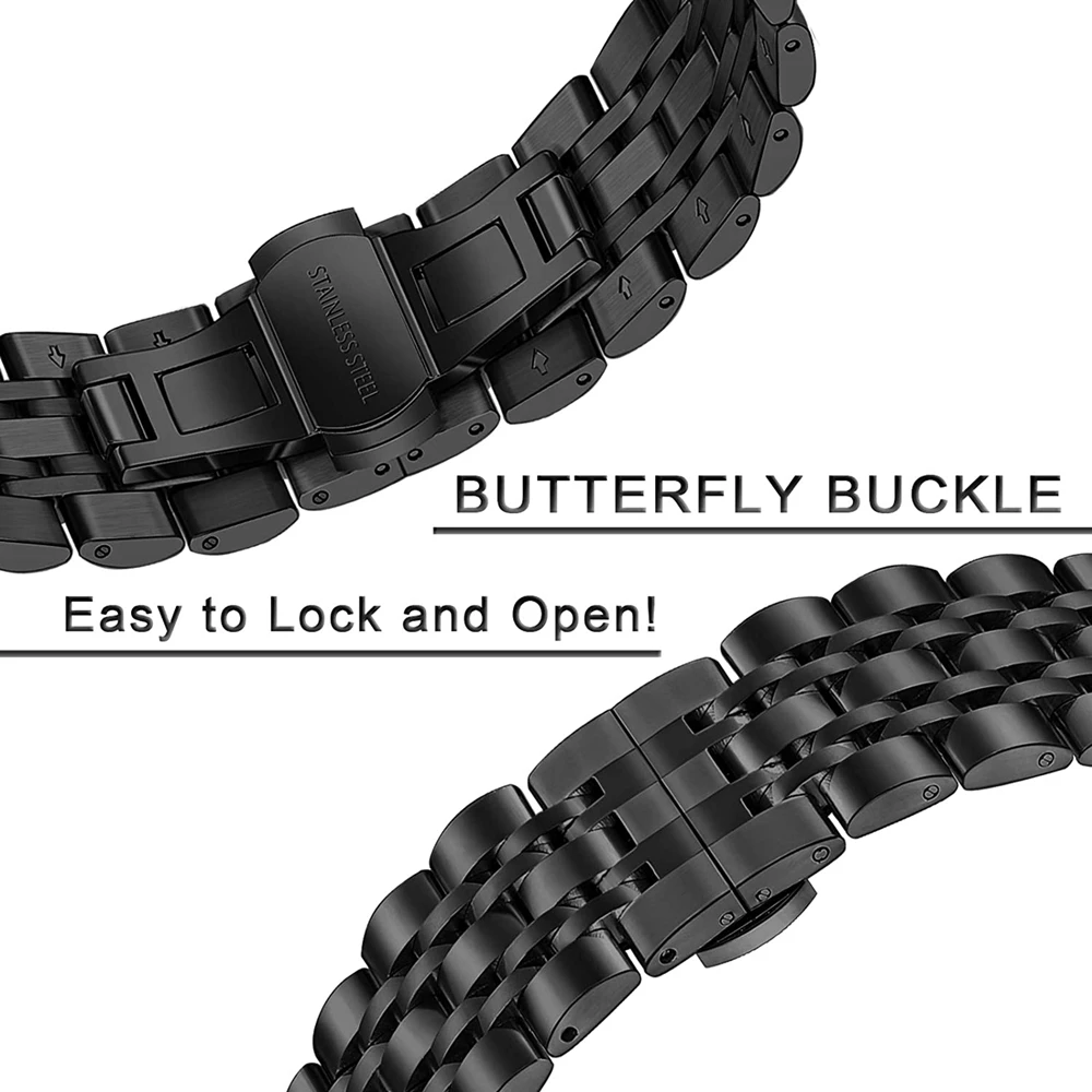 Фото Ремешок из нержавеющей стали 20 мм 22 мм для Samsung Galaxy Watch 7 6 5 4 5Pro 6Classic Gear S3, металлический ремешок для Huawei Watch GT5 4Pro 46 мм №3