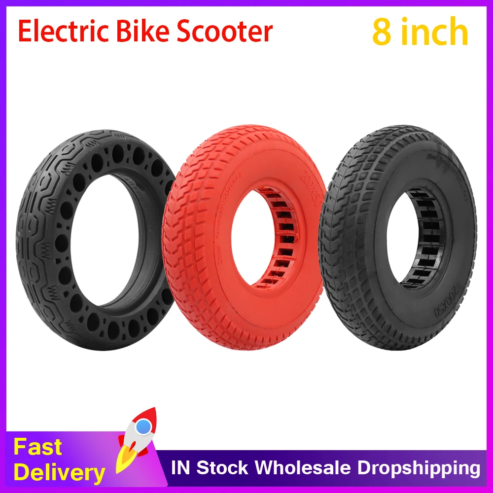 200x50 Explosion-proof Electric Bike Scooter Tubeless Tyres 8 Inch Motorcycle Solid Wheel Tires Bee Hive Holes 200*50 Tire