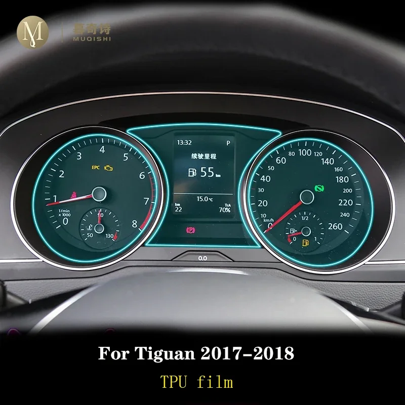 Фото Для Volkswagen Tiguan 2017 2018, пленка для панели приборной панели, защита от царапин, цифровая кабина, закаленное стекло, автомобильные аксессуары №3