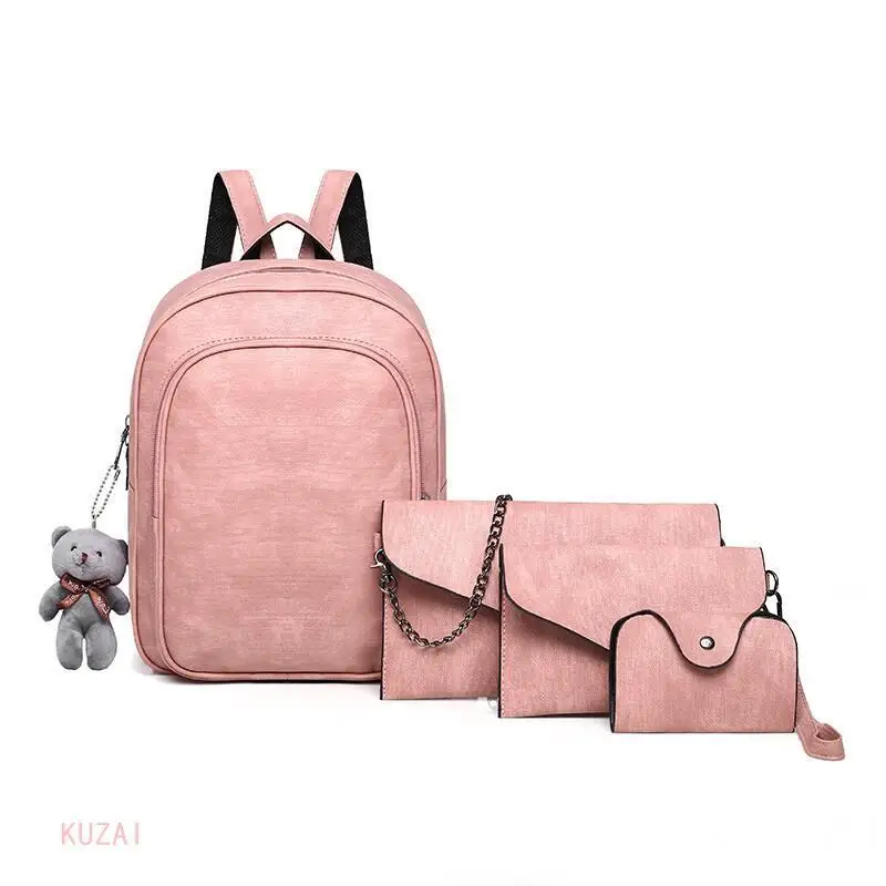 

3pcs/set Women Leather Backpacks School Bags For Teenage Girls Pu Leather Vintage Backpack Shoulder Bag Purse Mochila Feminina